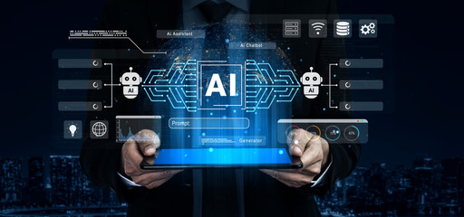 AI assistant and chatbot connection with digital circuit lines, representing data analysis, automation, and machine learning systems Parse