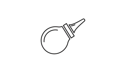 Simple line drawing of a bulb syringe, medical tool, isolated on a white background.