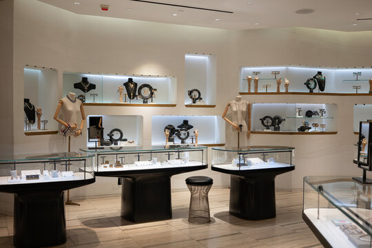 Jewelry and accessories on display in Lane Crawford department store