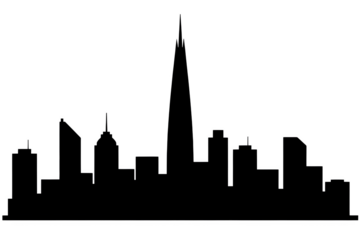 City skyline silhouette isolated on transparent background