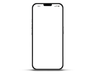 Realistic smartphone mockup. Mobile phone vector with isolated on white background. Device front view. 3D mobile phone with shadow. Realistic, high quality smart phone mockup for ui ux presentation.