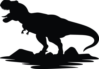 Stylized Dinosaur Standing Icon Set – Prehistoric Animal Silhouette Collection Dinosaur Icon Set – Jurassic Creature Standing Vector Silhouettes