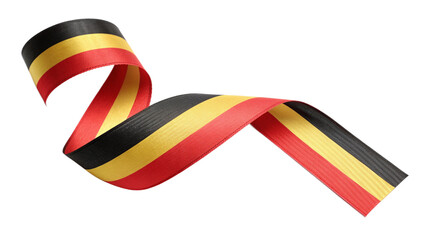 Belgian flag ribbon waving isolated on transparent background