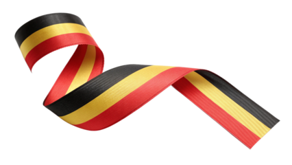 Belgian flag ribbon waving isolated on transparent background