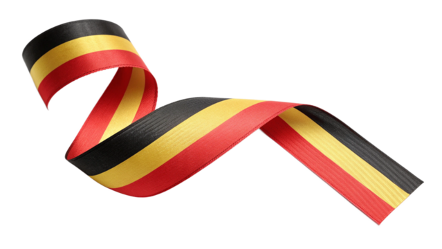 Belgian flag ribbon waving isolated on transparent background