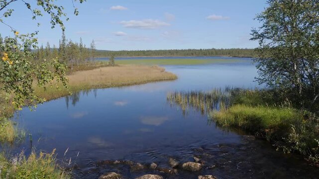 great lakes landscape in sweden, panning shot 206