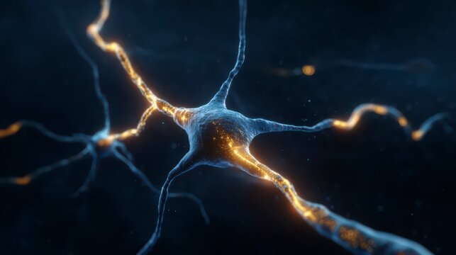 Illuminating Neural Network: An intricate close-up showcases a neural network aglow, emphasizing the intricate biological connections, and sparking curiosity.