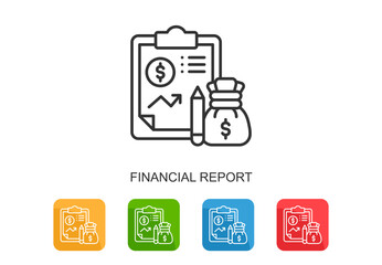 Obraz premium Financial Report Icon Line Multi Color Vector Illustration