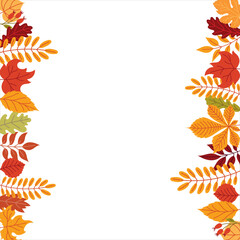 Vertical frame with autumn leaves