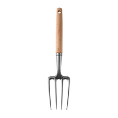 Garden Hand Fork With a Wooden Handle Displaying Functionality for Planting and Soil Turning