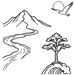 Fototapeta premium landscape with trees and mountains 