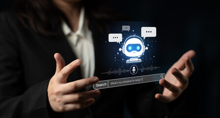 AI assistant with voice chat interface, combining smart chatbot, voice command, and AI-powered control search tools. Agentic AI assistant helps users search and chat naturally. Spline