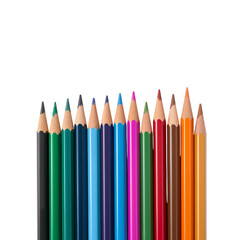 Colorful Pencils Arranged Neatly for Artistic Projects and Creative Activities