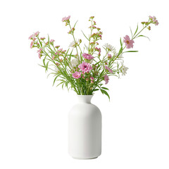 Fototapeta premium Fresh Flowers in a White Vase Add Color to a Simple Room Setting During Daylight Hours