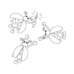 Cute bugs to coloring page. Abstract insect for web, for print monochrome fanny vector illustration