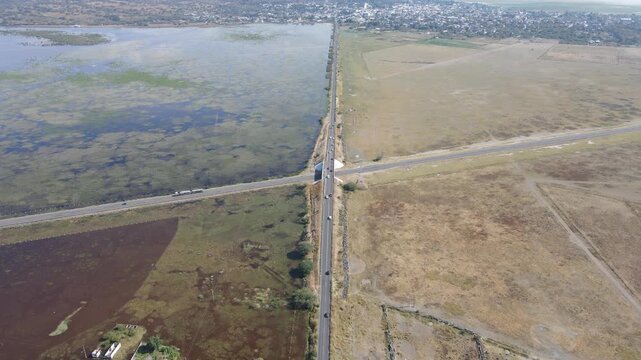 Aerial Drone View, Janitzio town, Michoacan.