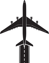 Vector illustration of an airplane or jet plane silhouette, an icon for travel and aviation transportation and flight