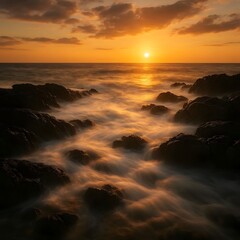 Fototapeta premium Beach sunset wavescape
