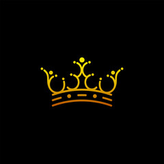 luxury crown logo design vector with line style