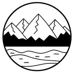 Mountains and water in circle