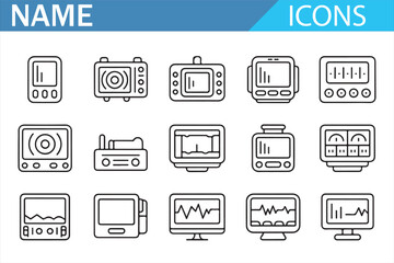Outline computer and technology icon collection for web and apps