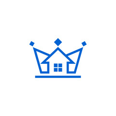 luxury house and crown element logo design vector with line style