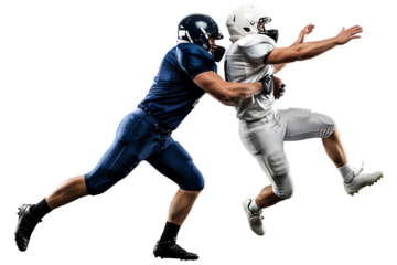 American Football Players Tackling Opponent Action Isolated On White Background