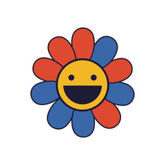 Happy Flower Icon Illustration smile cartoon cute floral design graphic vector plant nature spring summer cheerful funny face