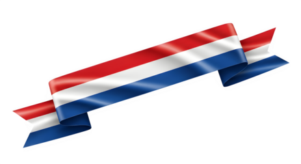 Ribbon with the flag of the netherlands isolated on transparent background for decoration