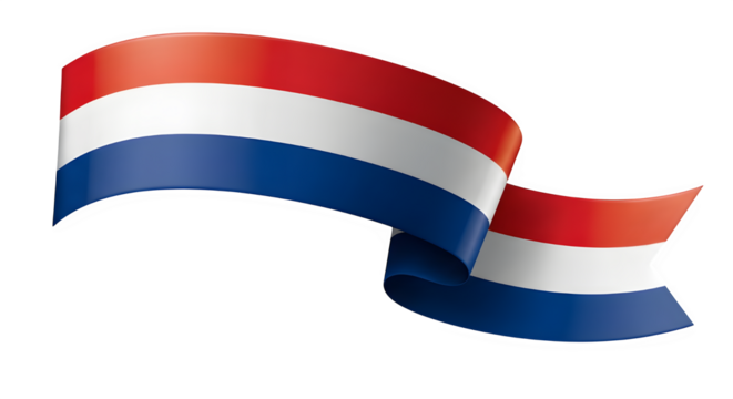 Illustration of the national flag of the netherlands waving isolated on transparent background