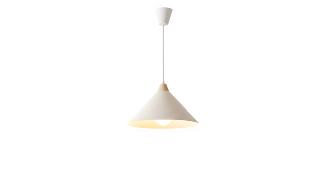 Modern white pendant lamp isolated on transparent background, a stylish and minimalist lighting fixture