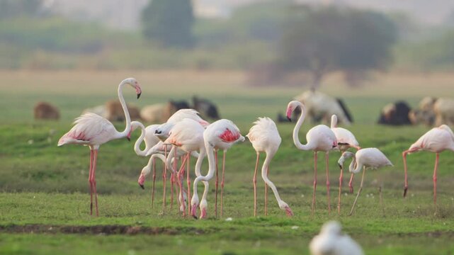 Flamingos in Nature | Elegant Birds by the Lake with Soothing Sounds