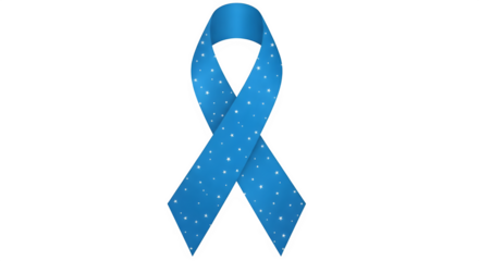 Blue ribbon isolated on transparent background, symbol of support for diabetes awareness campaign
