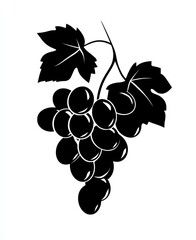 Vineyard's Bounty: A striking silhouette of a ripe grape cluster, with its lush leaves and succulent berries, offers a glimpse into nature's exquisite gifts. 