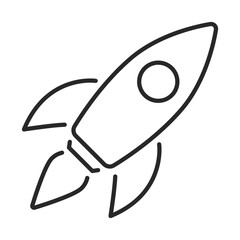 rocket startup line icon set