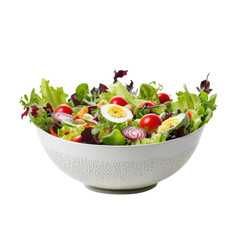 Fresh Garden Salad with Colorful Vegetables and Eggs in Bowl
