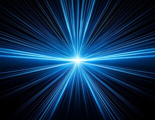 Fototapeta premium panoramic reflective blue laser light ray on black background