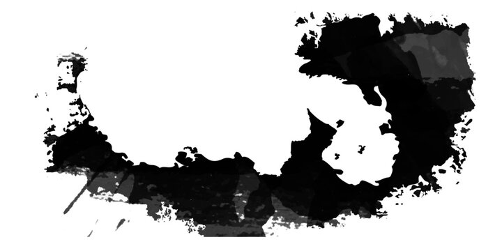 Black ink banner brush strock grunge paper, vector white abstract  background. 