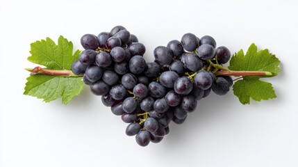 Fototapeta premium Heartfelt Harvest: A close-up showcases a cluster of ripe grapes, masterfully arranged in a heart shape, evoking feelings of love and affection.