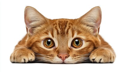 Obraz premium Close-Up of a Charming Ginger Bengal Cat with Expressive Yellow Eyes in Intense Observation Mode