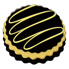 Cookie biscuit chocolate icing swirl yellow dessert snack joyful on transparent background with clean outline pastry border sweet treat