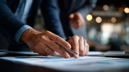 Faceless business people planning strategy analysis from financial document report office concept strategic planning document review financial analysis business strategy