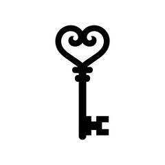 Key to heart Icon on White Background Vector Art Illustration on white background.