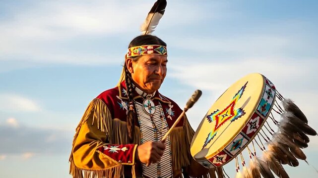 Native American Heritage Day celebration with drumming and earthy tones video