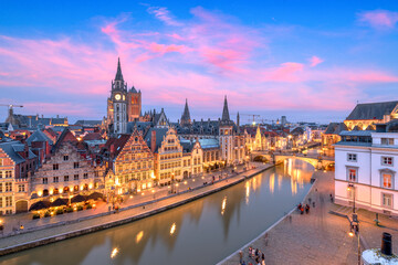 Fototapeta premium Ghent, Belgium old town cityscape from the Graslei 840
