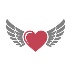 Heart wings Icon on White Background Vector Art Illustration on white background.