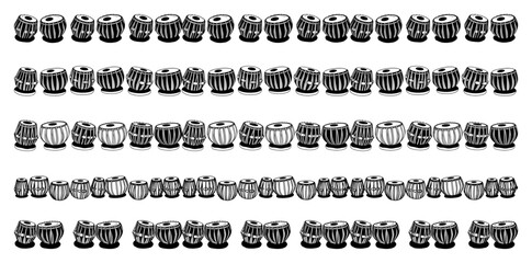 Obraz premium Set of seamless borders with Indian Tabla drums Ethnic traditional music vector pattern