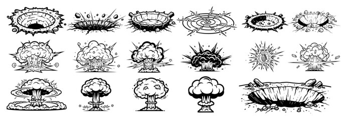 Vintage Comic Book Style Explosion and Crash Effects Vector Collection © Aisha Kudorova