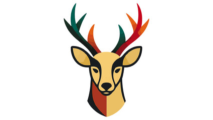 Geometric Deer Head, Minimalist Multi-Color Vector with Gradient Antlers, deer head vector, minimalist deer illustration, geometric antlers design, modern deer artwork,