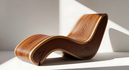 Modern wooden lounge chair with curved design